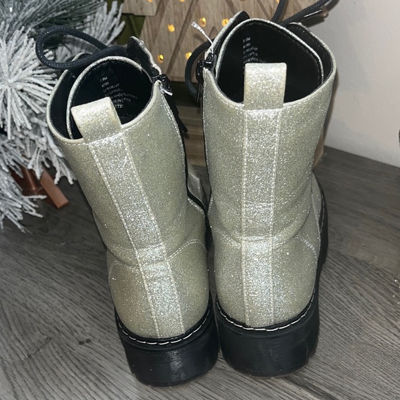 Union Bay Silver Glitter Combat Boots - Picture 9 of 10